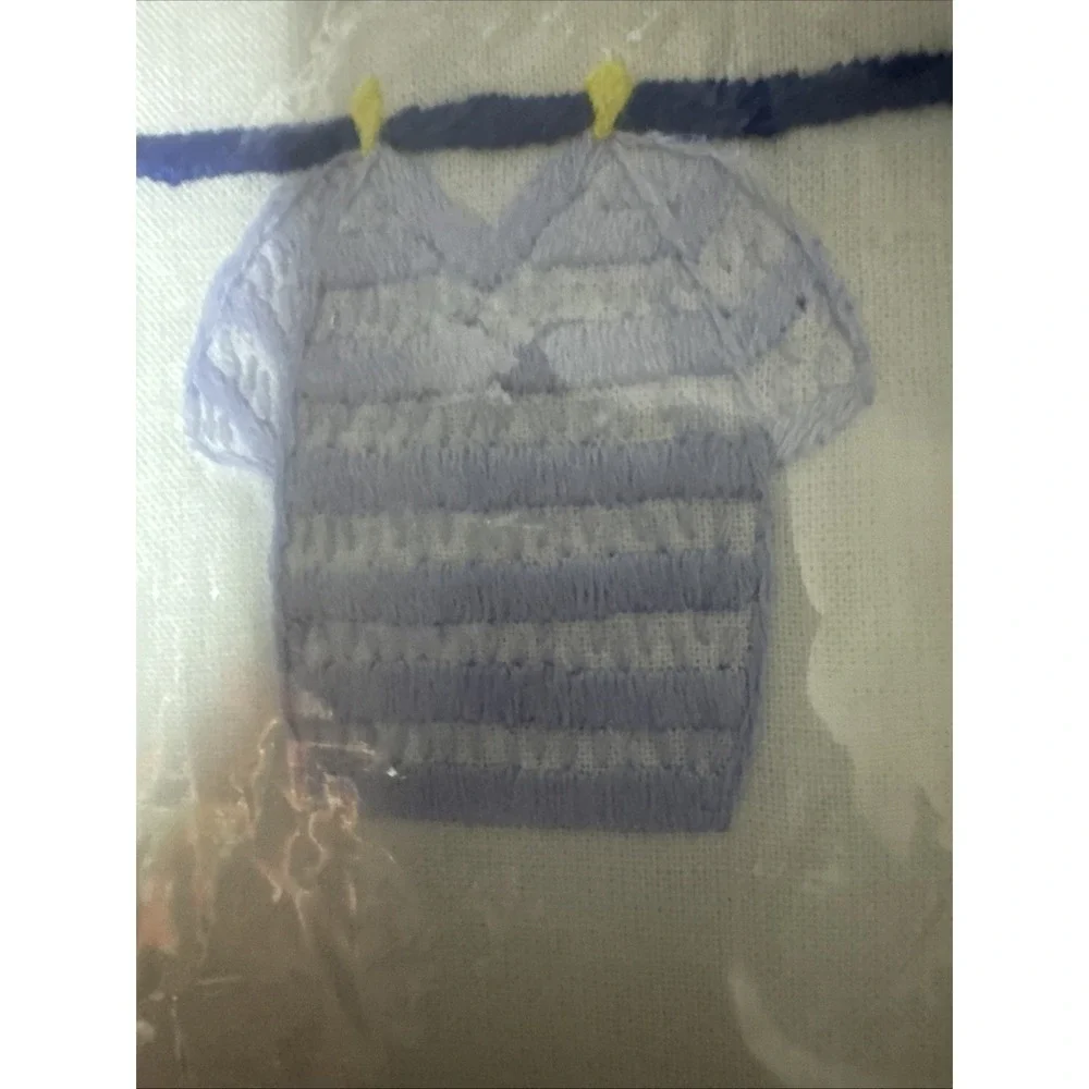Laundry Bag Embroidered Square Drawstring Cotton  Bag. Vintage Baby